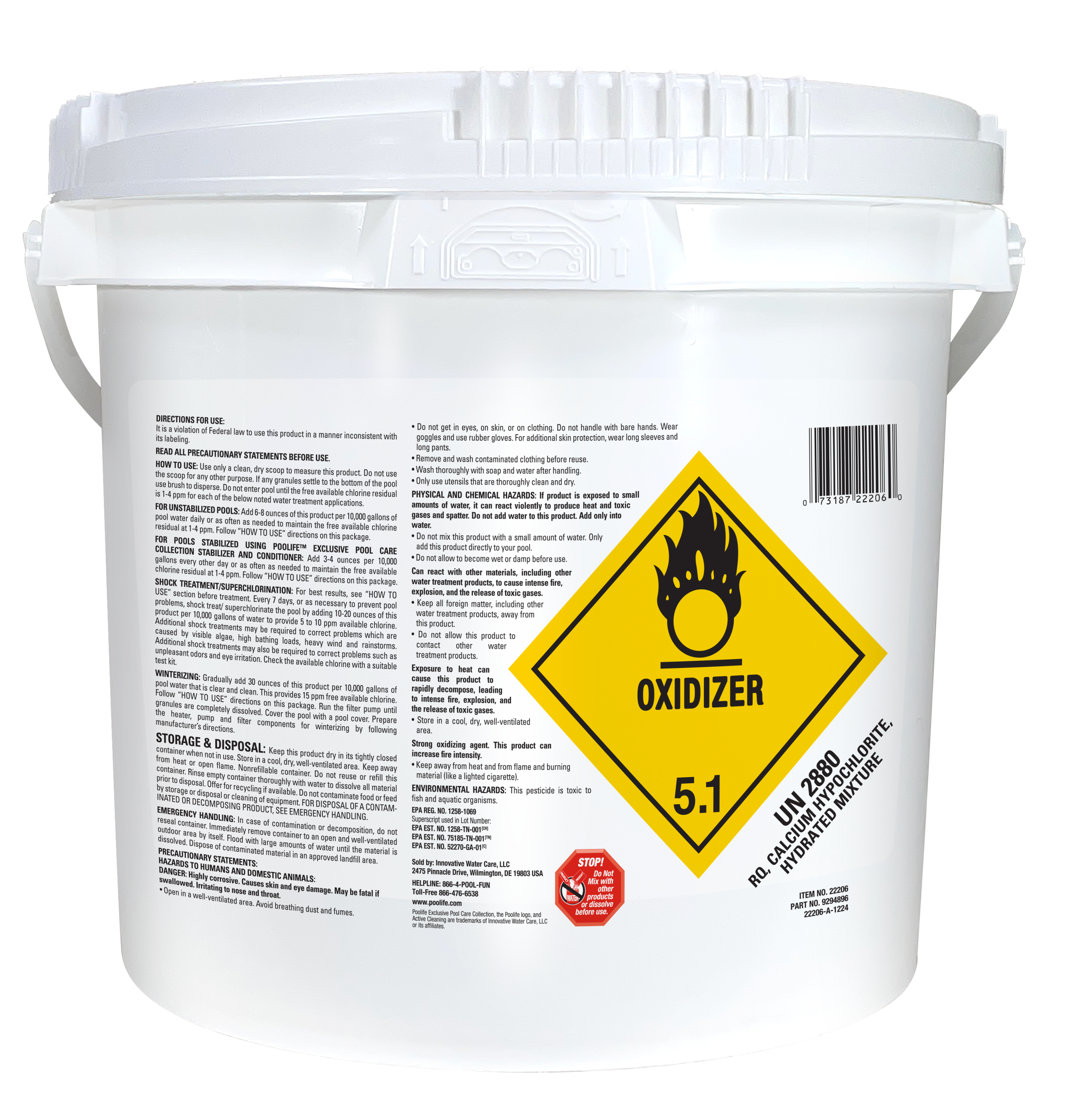 Poolife Acitvated Chlorine Granules front of bucket
