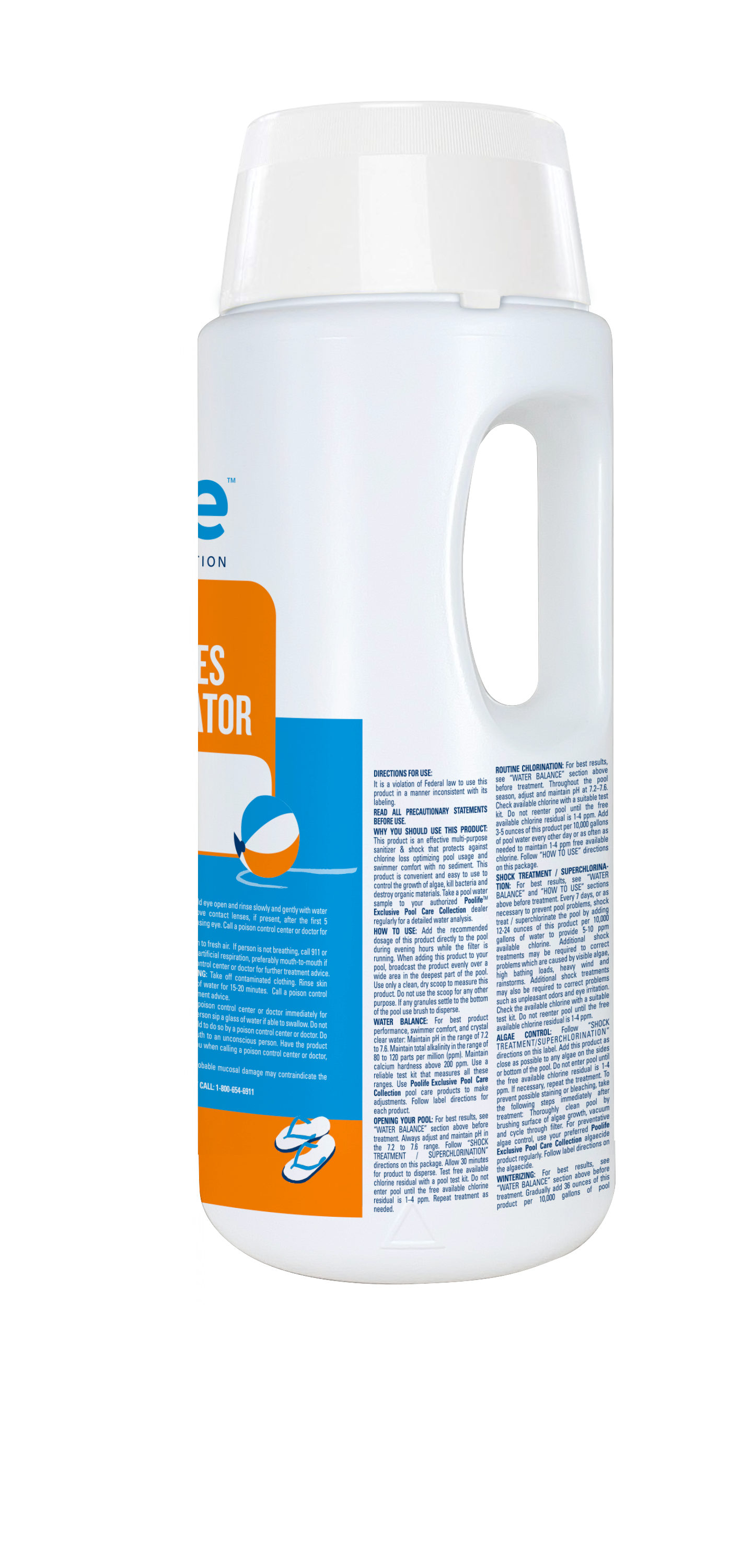 Poolife Instanct Clear Chlorinating Sanitizer side of bottle
