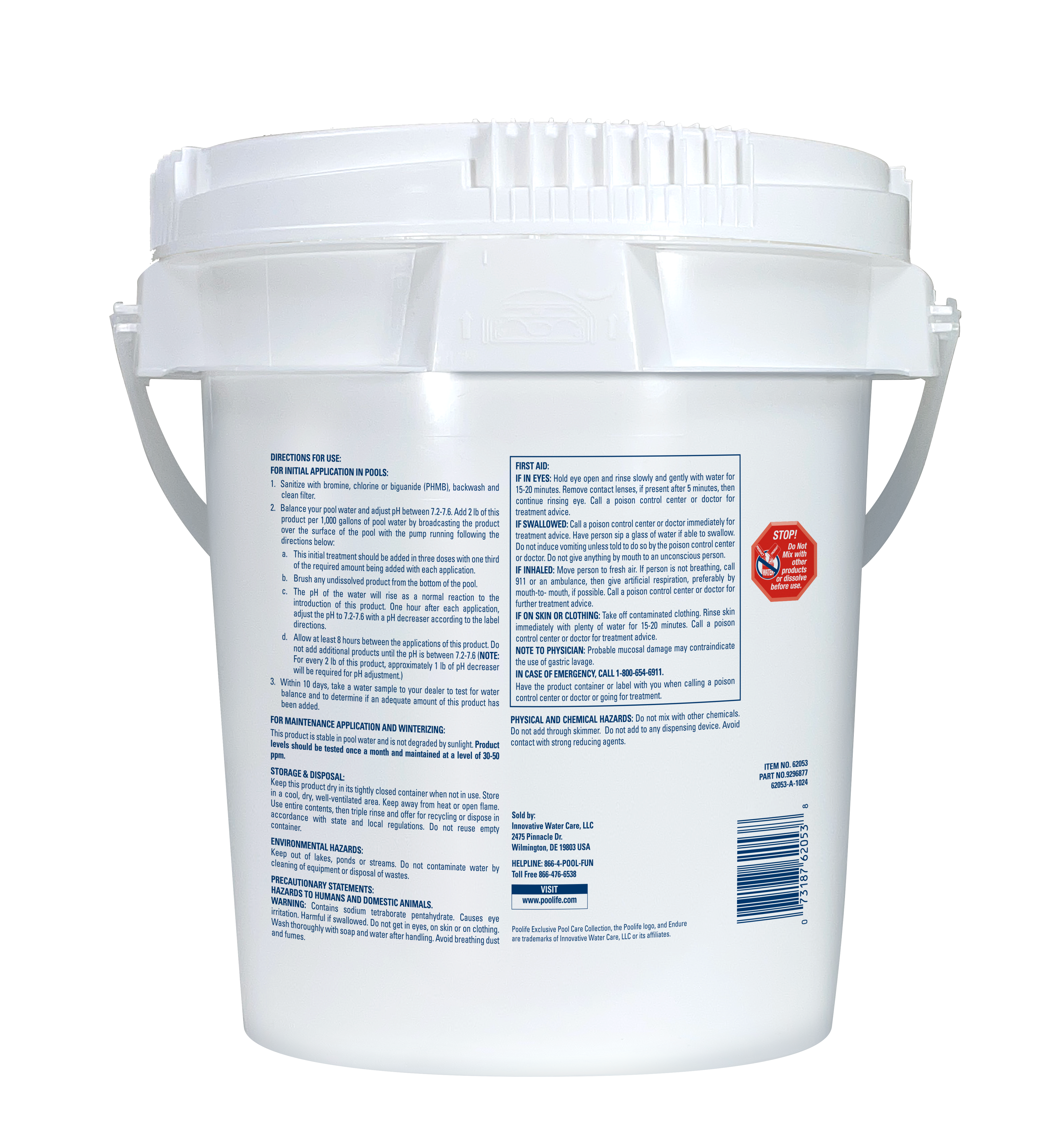 Poolife Endure Water Conditioner back of bucket