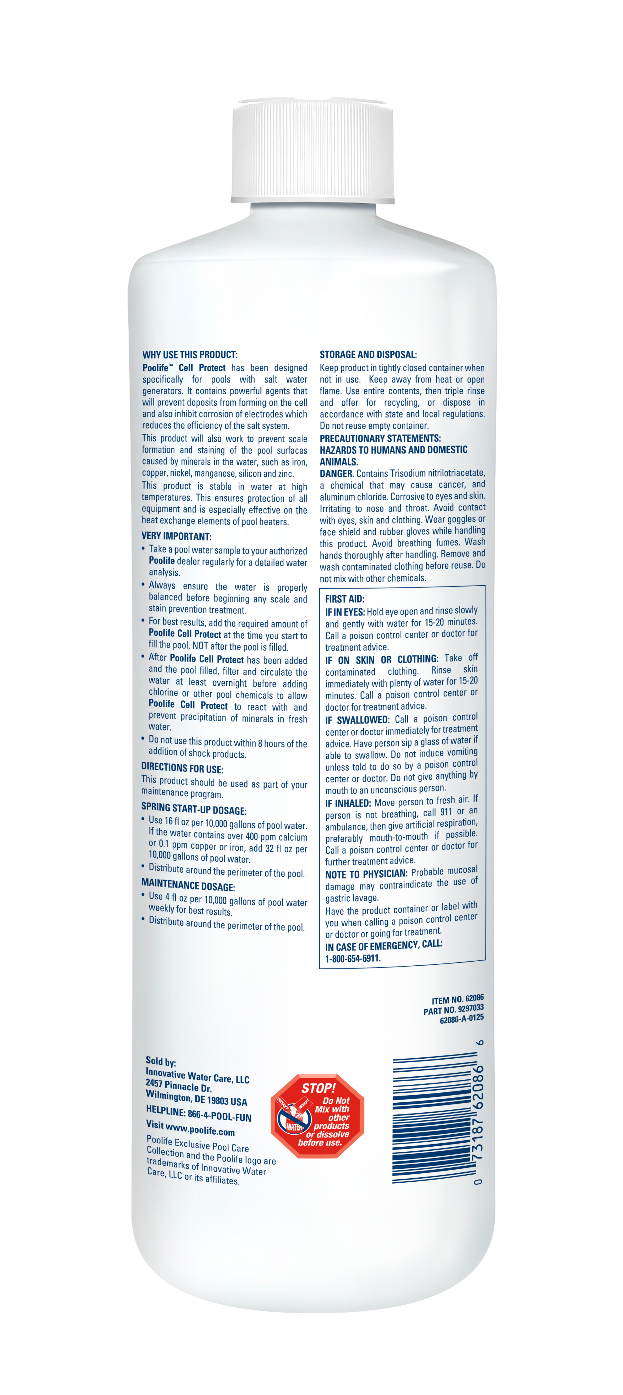 Back of Poolife Cell Protect Bottle