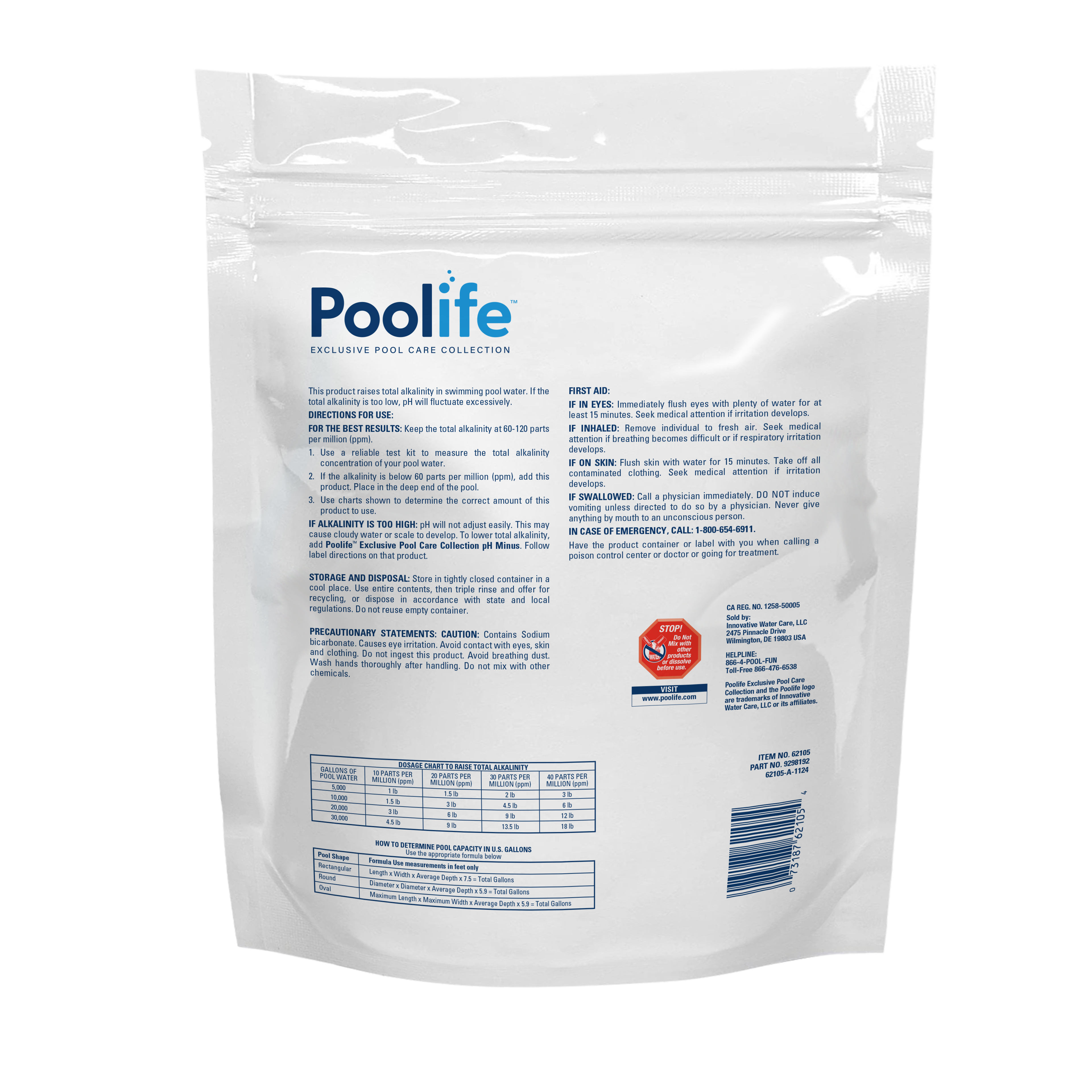 Poolife Alkalinity Plus back of pack