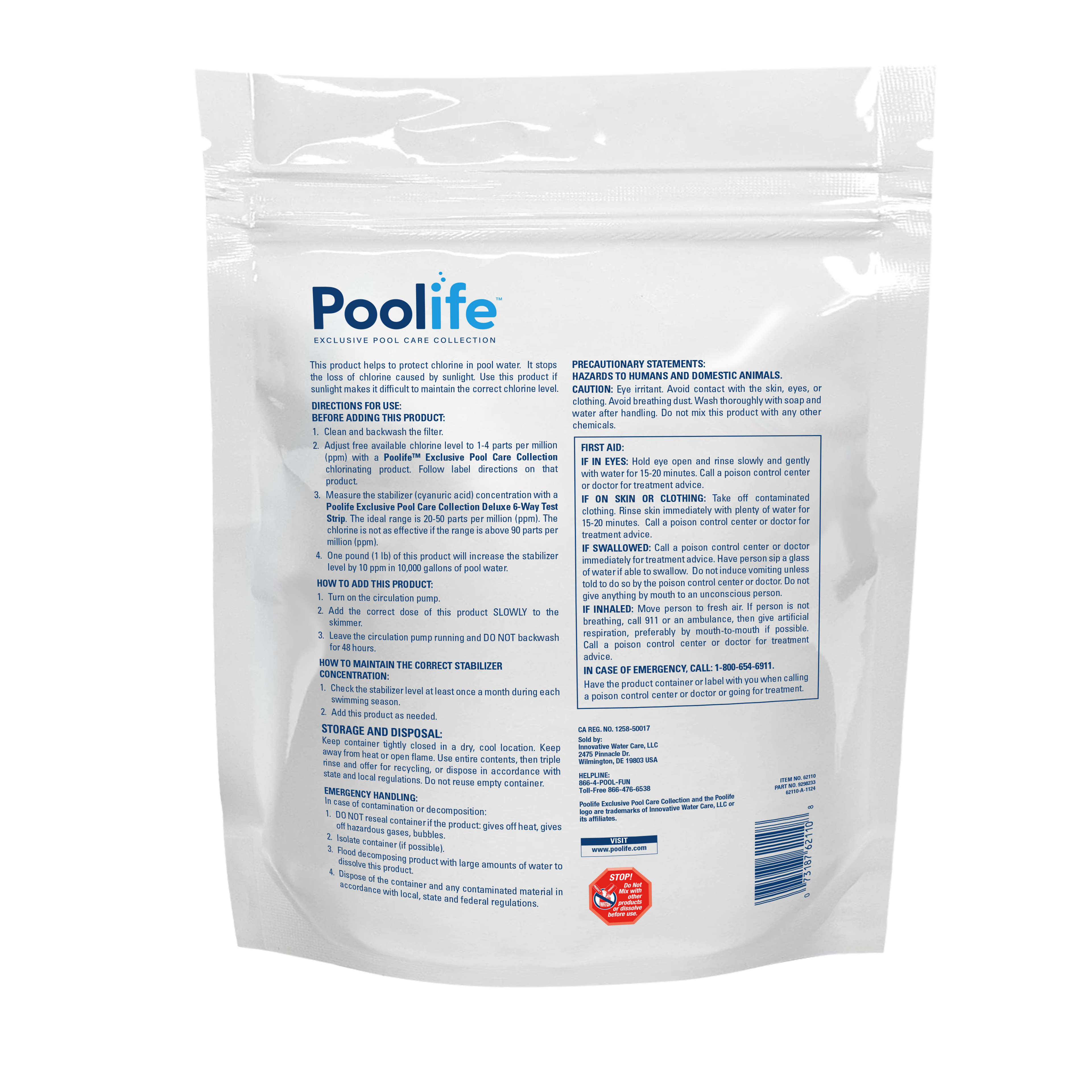 Poolife Stabilizer & Conditioner back of pack