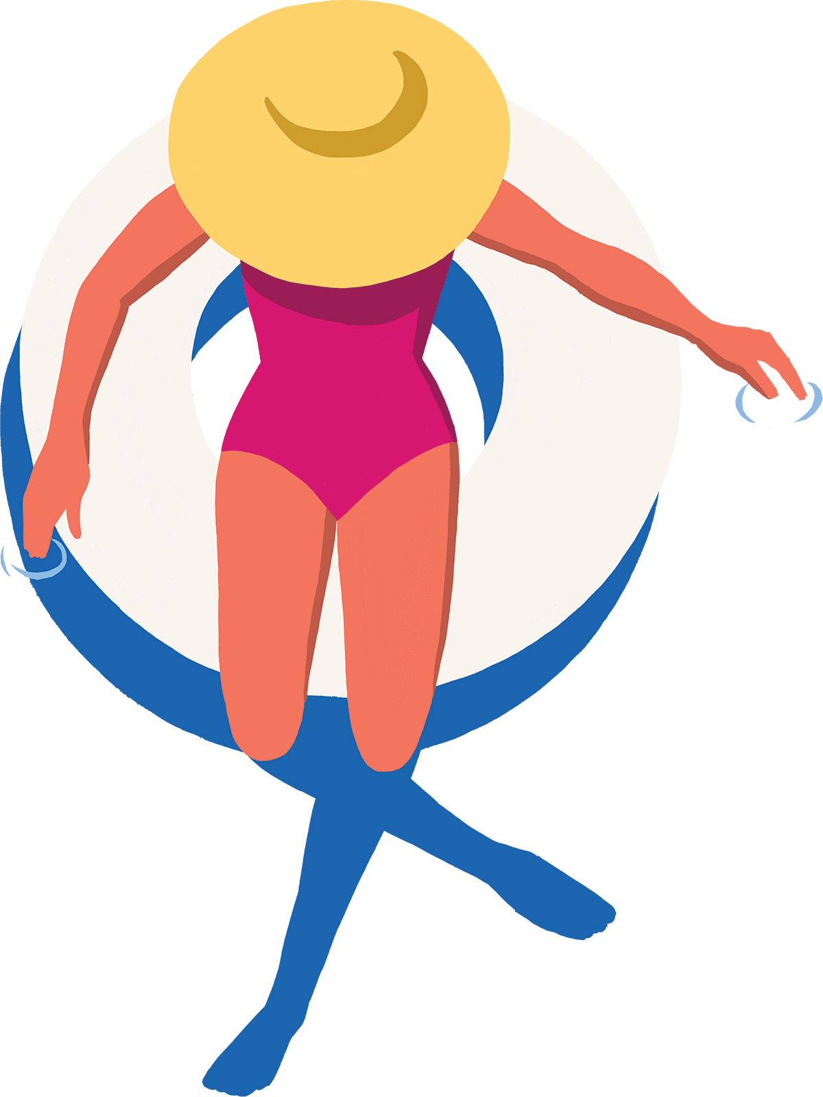 Illustration-Woman-on-Donut-Float