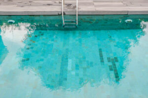 A clean pool that has been recovered after being over chlorinated